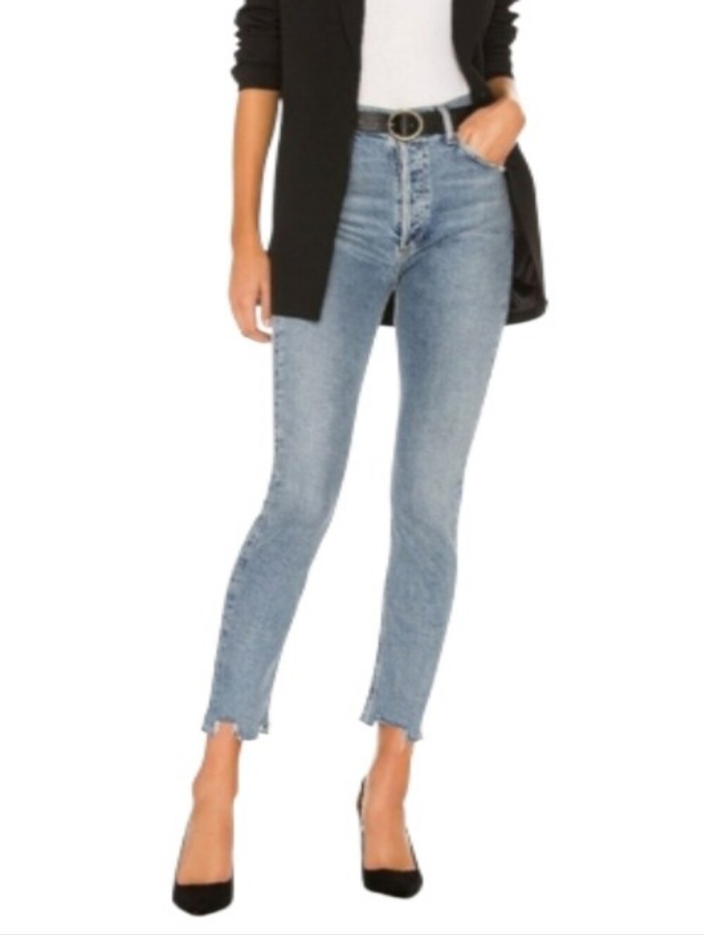 Agolde NICO High-Rise Slim Distressed Denim Jeans